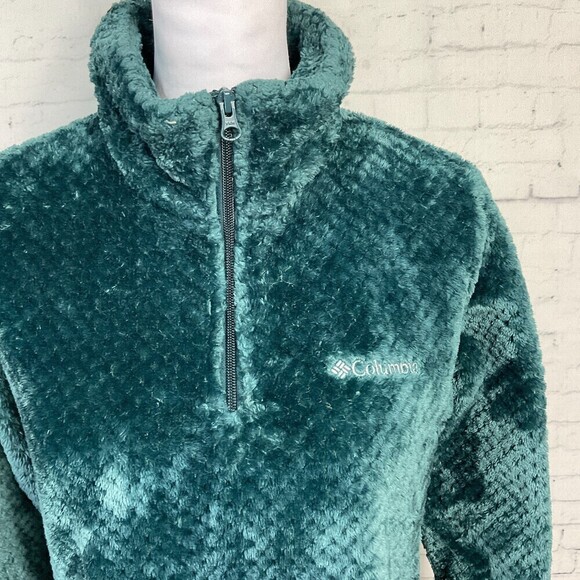Columbia Women Teal Quarter Zip Long Sleeve Fleece Collared Pull On Jacket M R1 - Picture 9 of 12